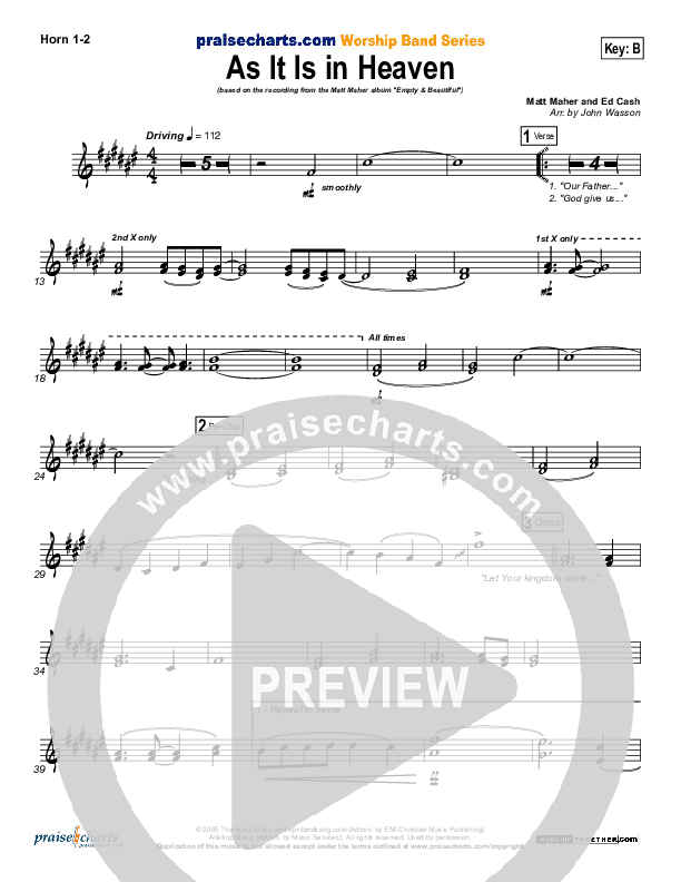 As It Is In Heaven Brass Pack (Matt Maher)