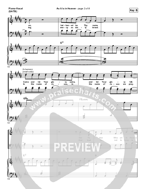 As It Is In Heaven Piano/Vocal (Matt Maher)