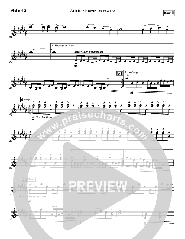 As It Is In Heaven Violin 1/2 (Matt Maher)