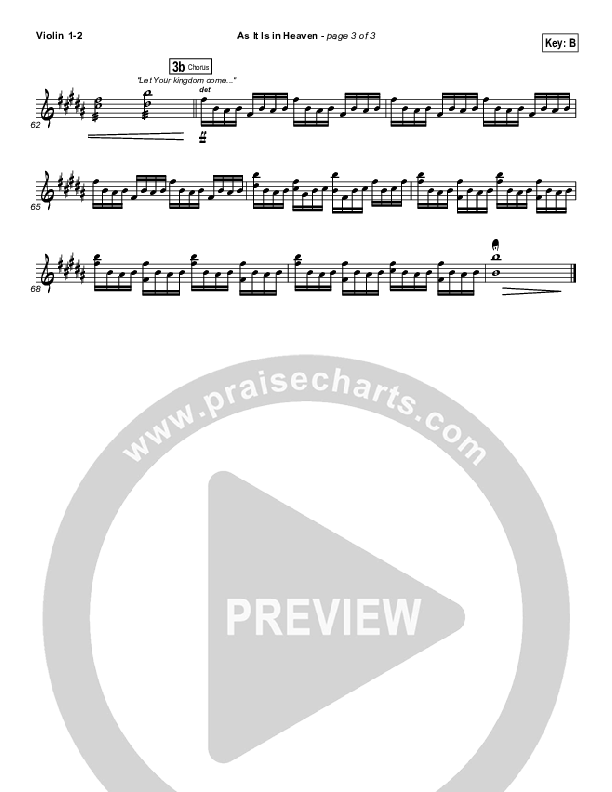 As It Is In Heaven Violin 1/2 (Matt Maher)