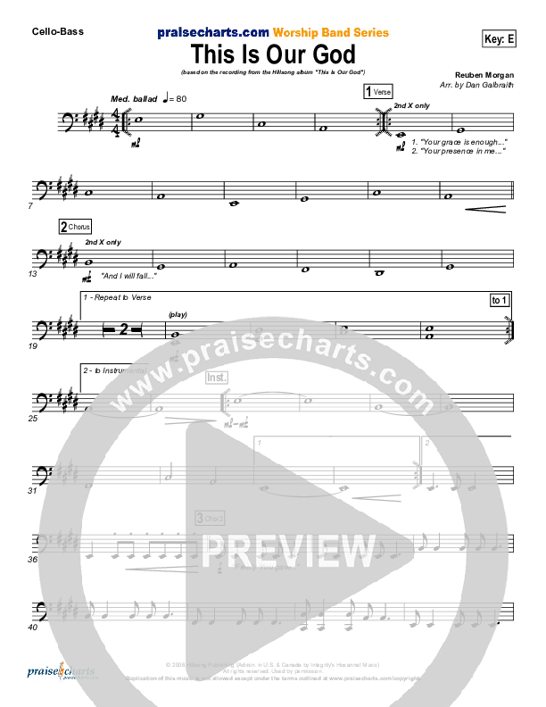 This Is Our God Cello/Bass (Hillsong Worship)