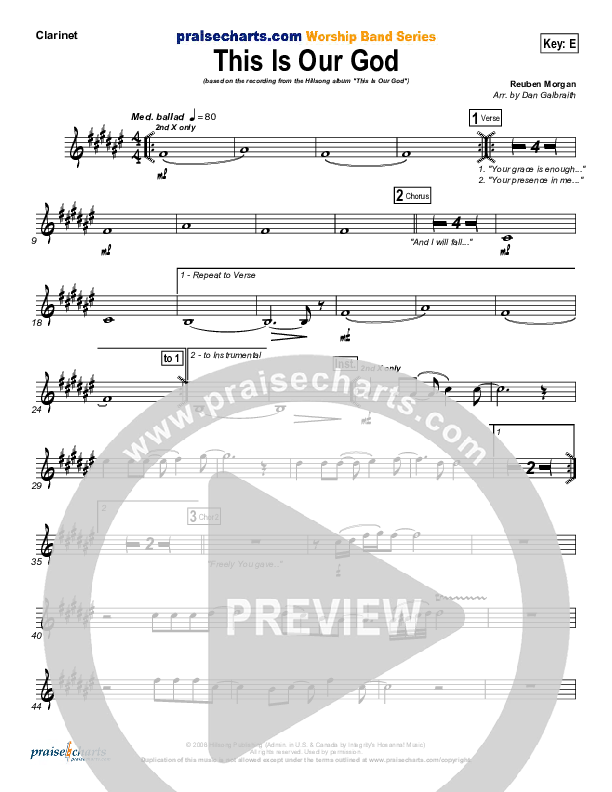 This Is Our God Clarinet (Hillsong Worship)