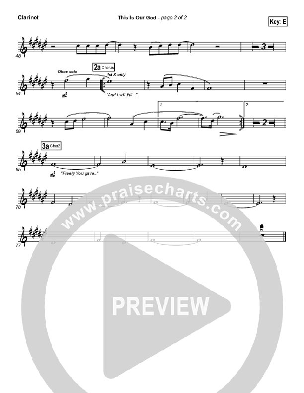 This Is Our God Clarinet (Hillsong Worship)