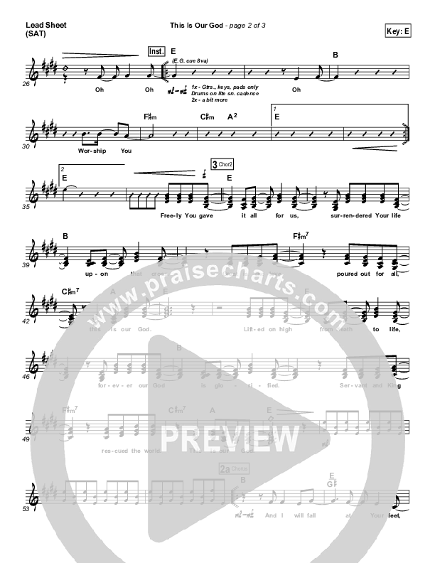 This Is Our God Lead Sheet (Hillsong Worship)
