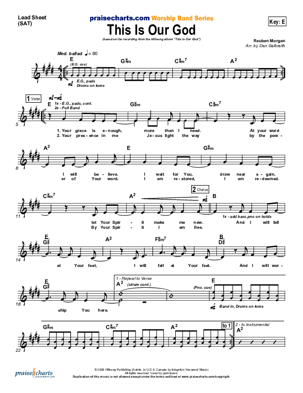 This Is Our God Lead Sheet (SAT) (Hillsong Worship)