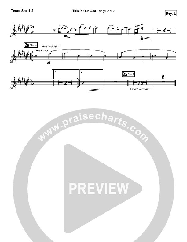 This Is Our God Tenor Sax 1/2 (Hillsong Worship)