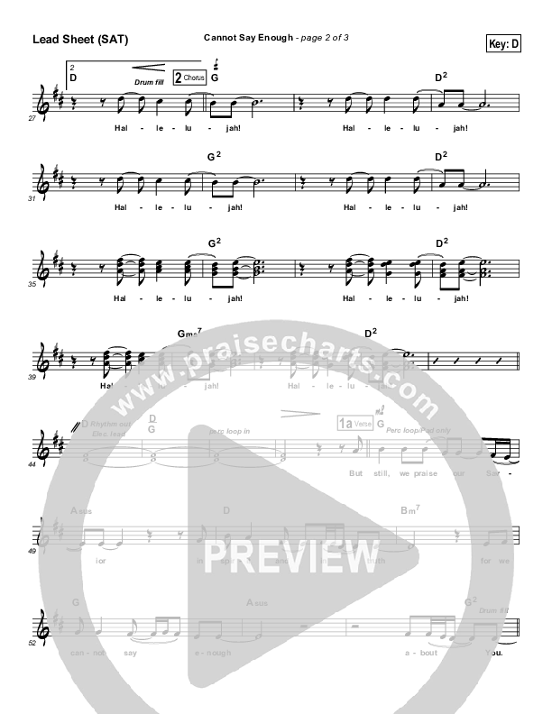 Cannot Say Enough Lead Sheet (MercyMe)