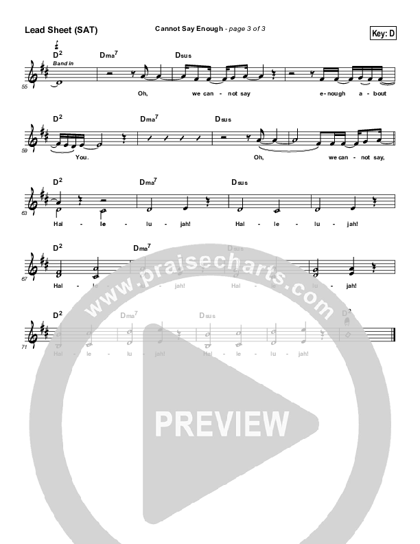 Cannot Say Enough Lead Sheet (MercyMe)