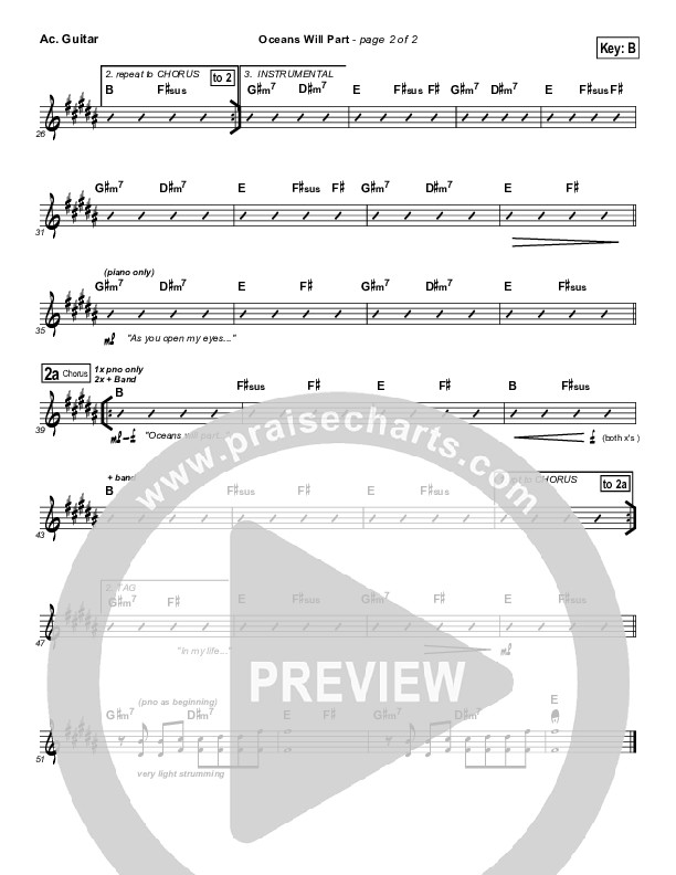 Oceans Will Part Acoustic Guitar (Hillsong Worship)