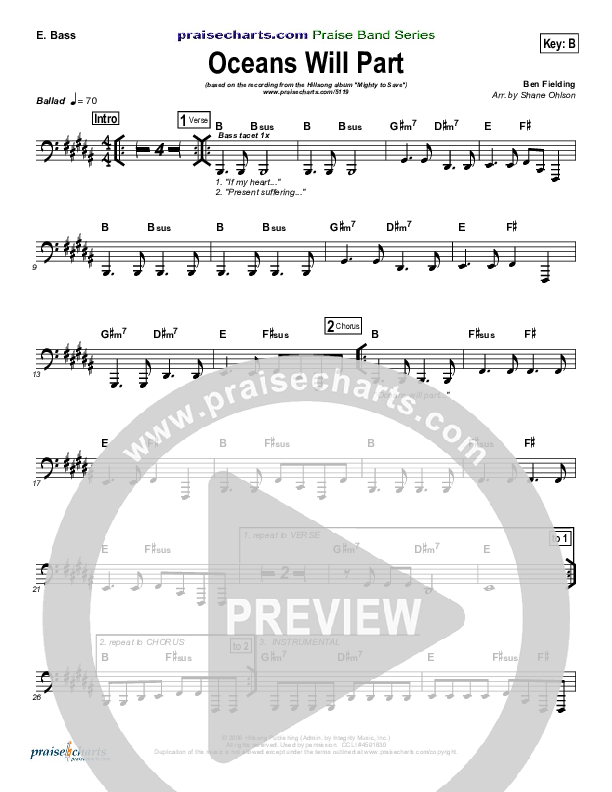 Oceans Will Part Bass Guitar (Hillsong Worship)