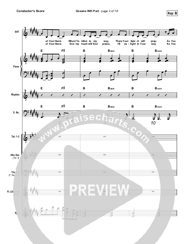 Oceans Will Part Conductor's Score (Hillsong Worship)