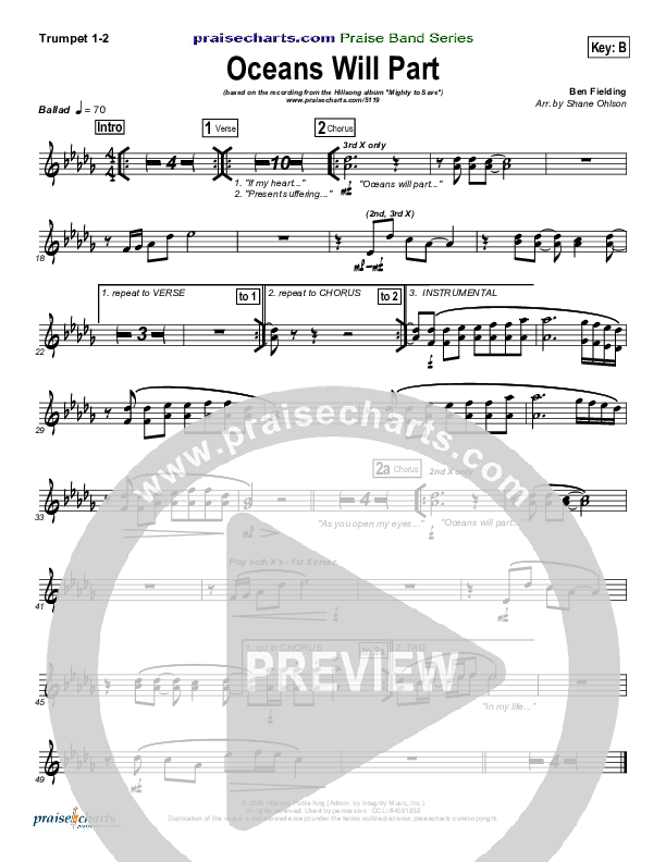 Oceans Will Part Trumpet 1,2 (Hillsong Worship)