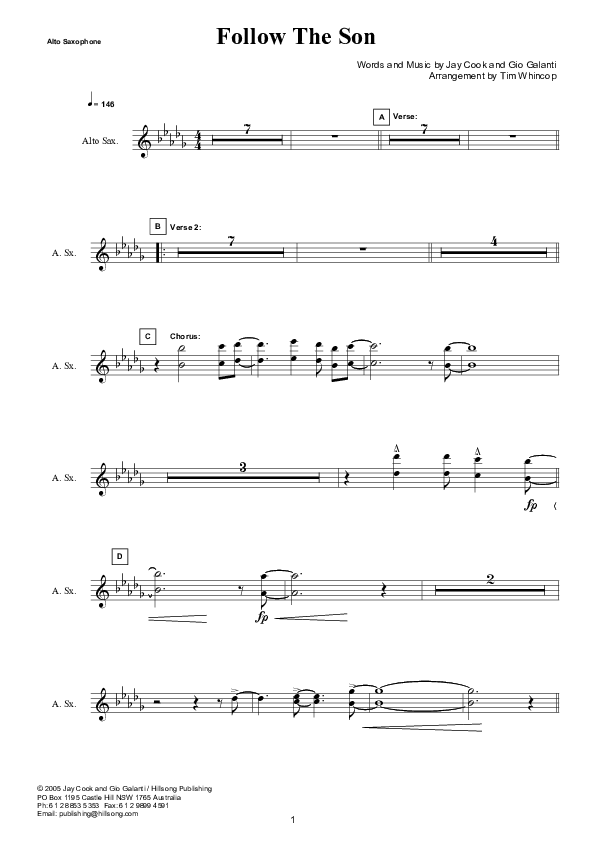 Follow The Son (Instrumental) Alto Sax (Hillsong Worship)