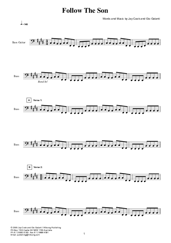 Follow The Son (Instrumental) Bass Guitar (Hillsong Worship)