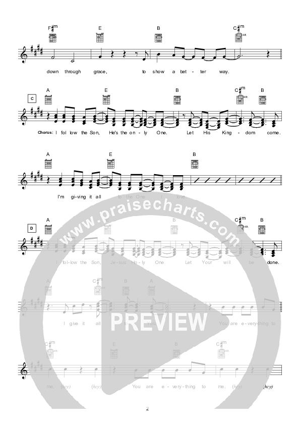 Follow The Son (Instrumental) Lead Sheet (Hillsong Worship)