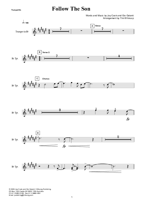 Follow The Son (Instrumental) Trumpet (Hillsong Worship)
