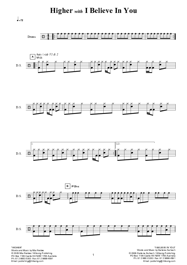 Higher (I Believe In You) (Instrumental) Drum Set (Hillsong Worship)