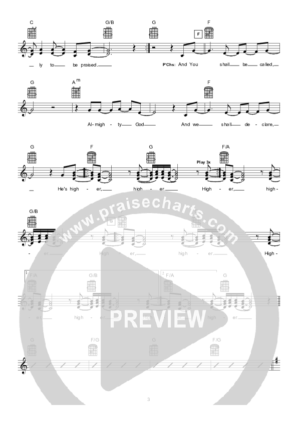 Higher (I Believe In You) (Instrumental) Lead Sheet (Hillsong Worship)