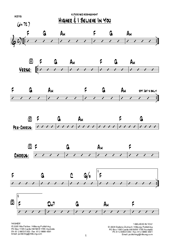 Higher (I Believe In You) (Instrumental) Synth (Hillsong Worship)