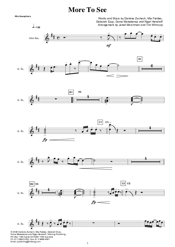 More To See (Instrumental) Alto Sax (Hillsong Worship)