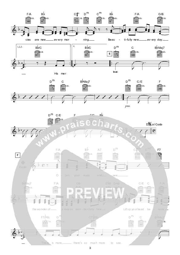 More To See (Instrumental) Lead Sheet (Hillsong Worship)