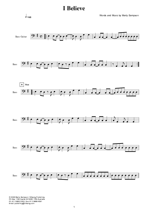 I Believe (Instrumental) Bass Guitar (Hillsong Worship)