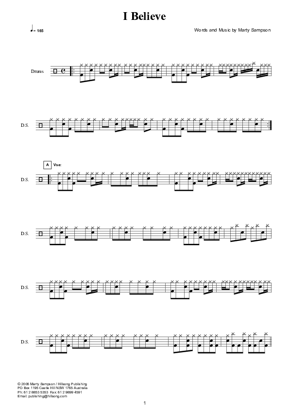 I Believe (Instrumental) Drum Set (Hillsong Worship)