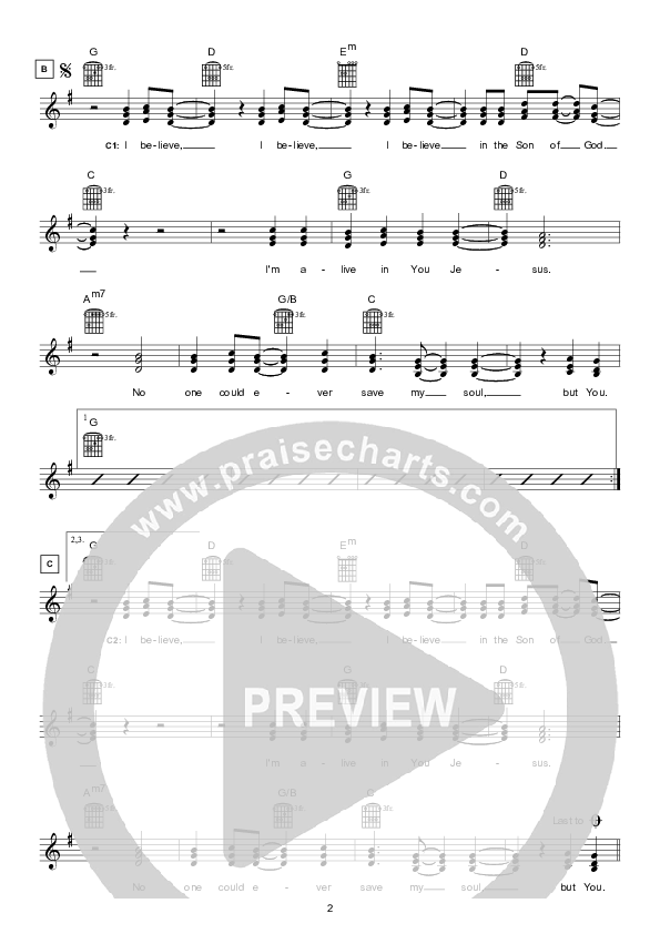 I Believe (Instrumental) Lead Sheet (Hillsong Worship)