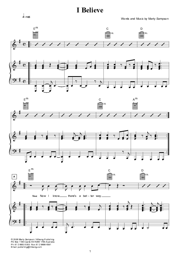I Believe (Instrumental) Lead & Piano (Hillsong Worship)