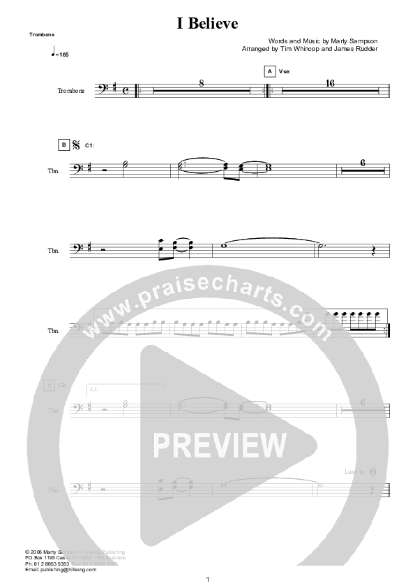 I Believe (Instrumental) Trombone (Hillsong Worship)