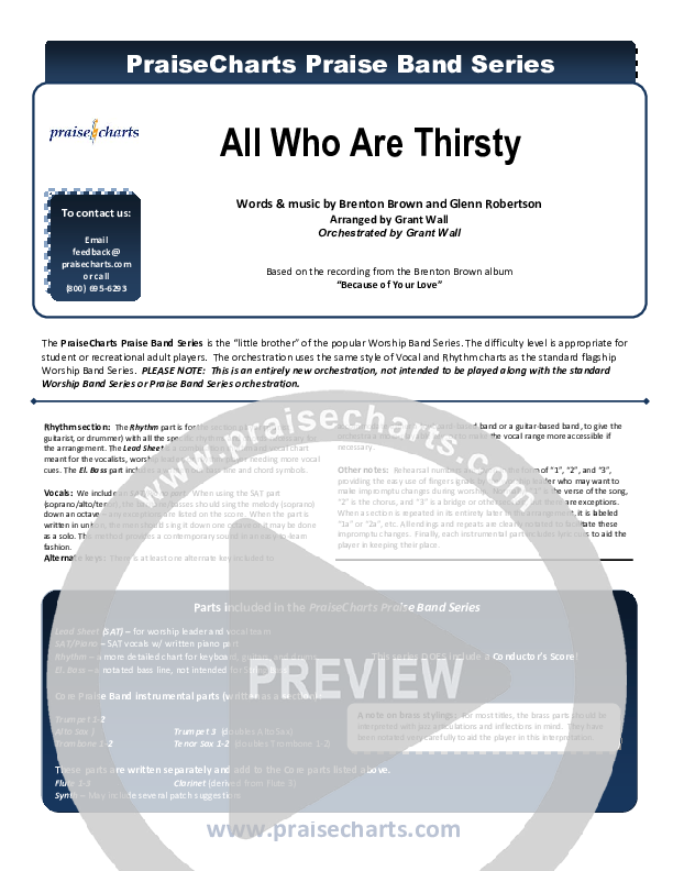 All Who Are Thirsty Cover Sheet (Brenton Brown)