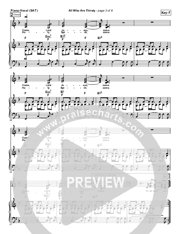 All Who Are Thirsty Piano/Vocal (SATB) (Brenton Brown)