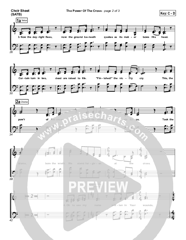 The Power Of The Cross (Oh To See The Dawn) Choir Sheet (SATB) (Stuart Townend)