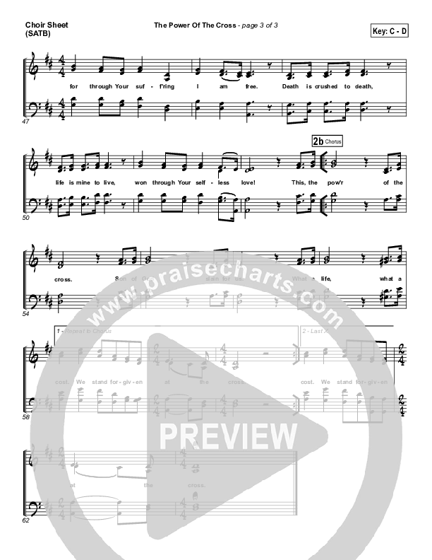 The Power Of The Cross (Oh To See The Dawn) Choir Sheet (SATB) (Stuart Townend)