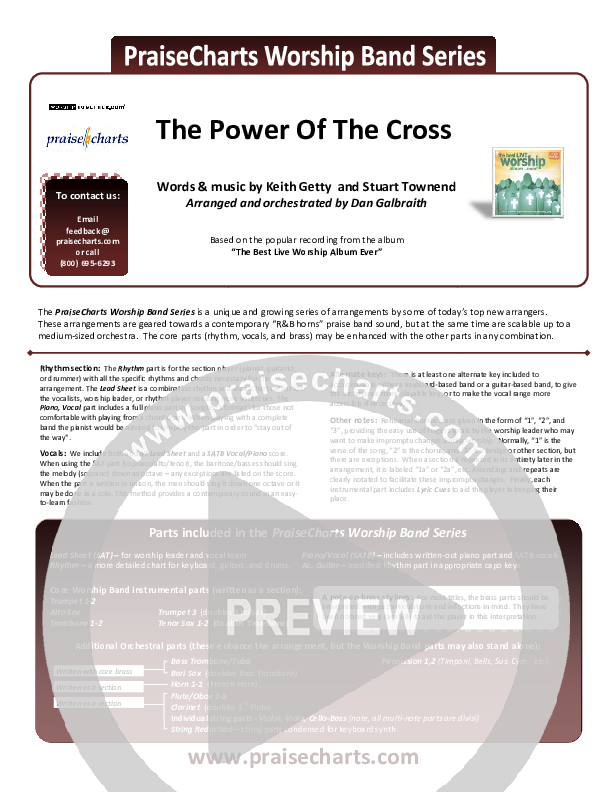 The Power Of The Cross (Oh To See The Dawn) Cover Sheet (Stuart Townend)