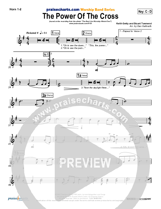 The Power Of The Cross (Oh To See The Dawn) French Horn 1/2 (Stuart Townend)