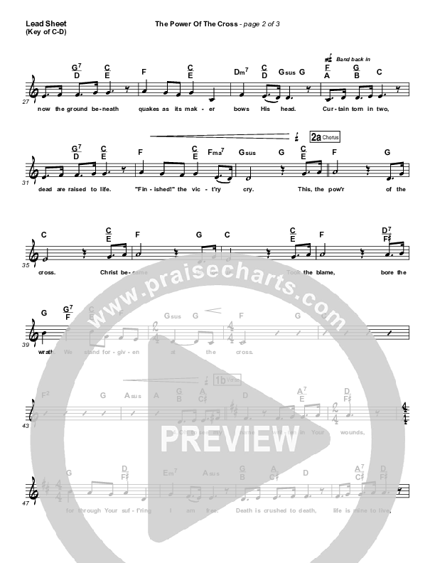 The Power Of The Cross (Oh To See The Dawn) Lead Sheet (Melody) (Stuart Townend)