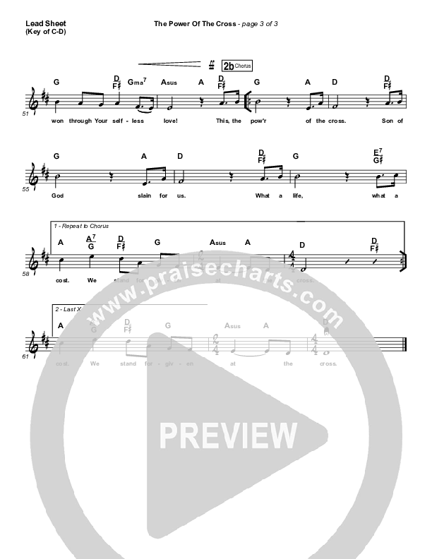 The Power Of The Cross (Oh To See The Dawn) Lead Sheet (Melody) (Stuart Townend)