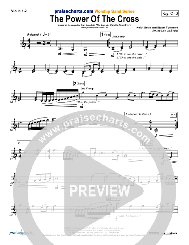 The Power Of The Cross (Oh To See The Dawn) Violin 1/2 (Stuart Townend)
