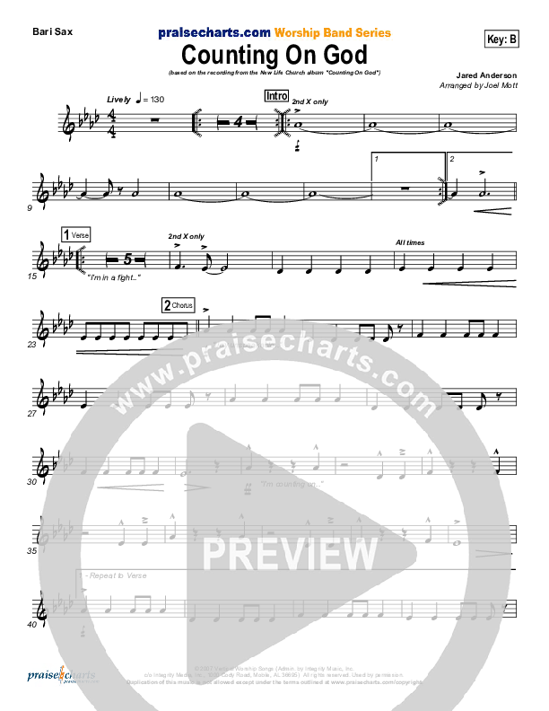 Counting on God Bari Sax (New Life Worship)
