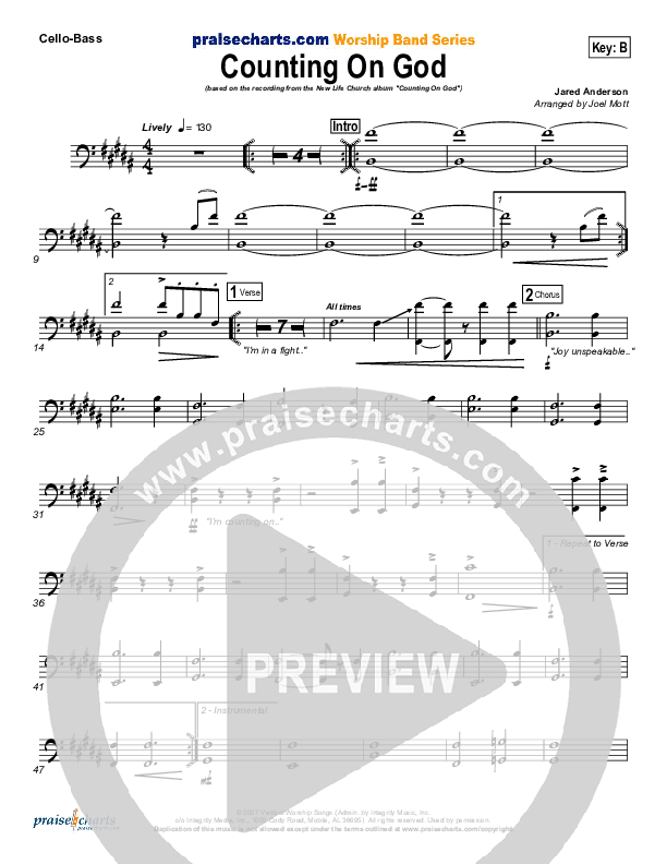 Counting on God Cello/Bass (New Life Worship)