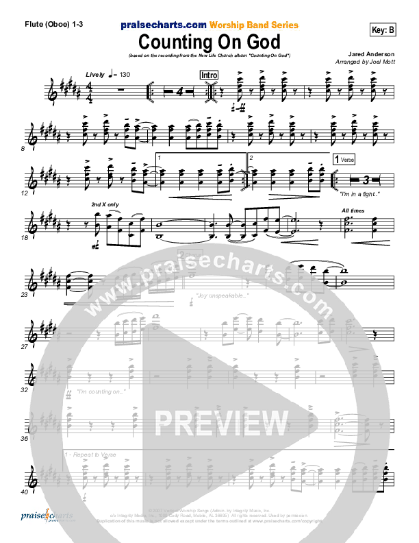 Counting on God Flute/Oboe 1/2/3 (New Life Worship)