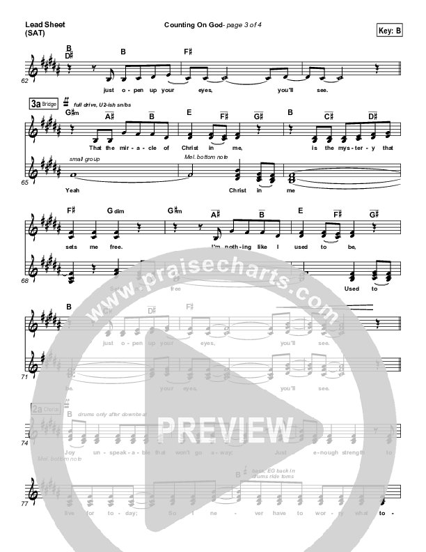 Counting on God Lead Sheet (SAT) (New Life Worship)