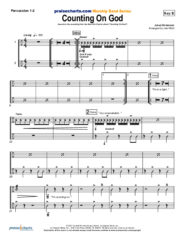 Counting on God Percussion 1/2 (New Life Worship)