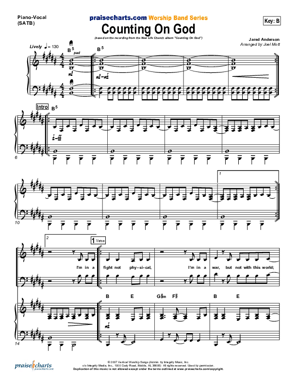 Counting on God Piano/Vocal (New Life Worship)