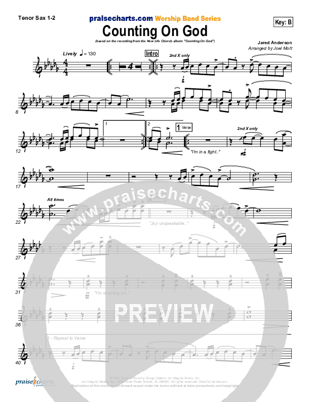 Counting on God Tenor Sax 1/2 (New Life Worship)