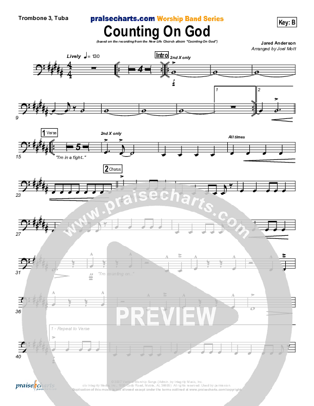 Counting on God Trombone 3/Tuba (New Life Worship)