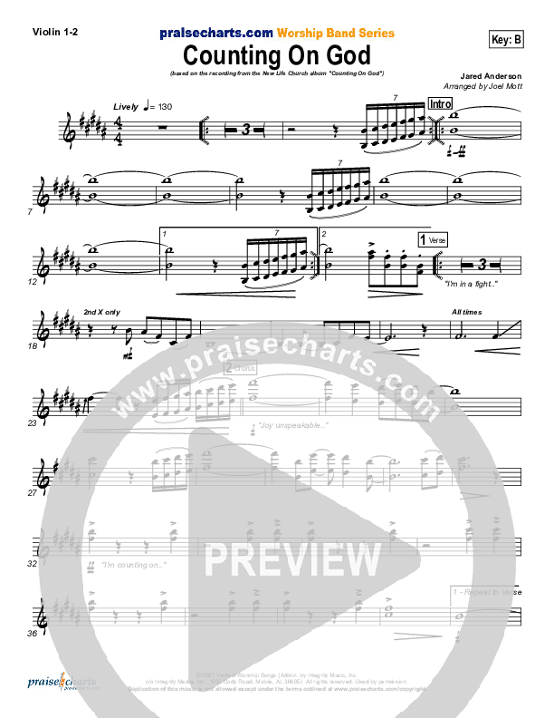 Counting on God Violin 1/2 (New Life Worship)