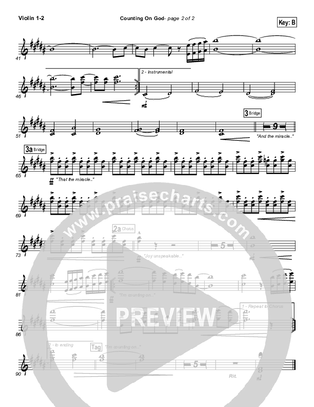 Counting on God Violin 1/2 (New Life Worship)