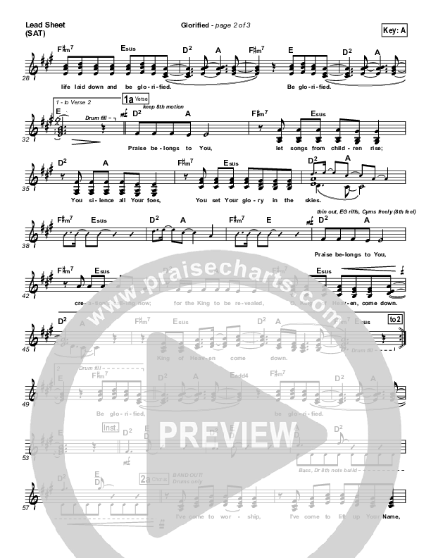 Glorified Lead Sheet (SAT) (New Life Worship)
